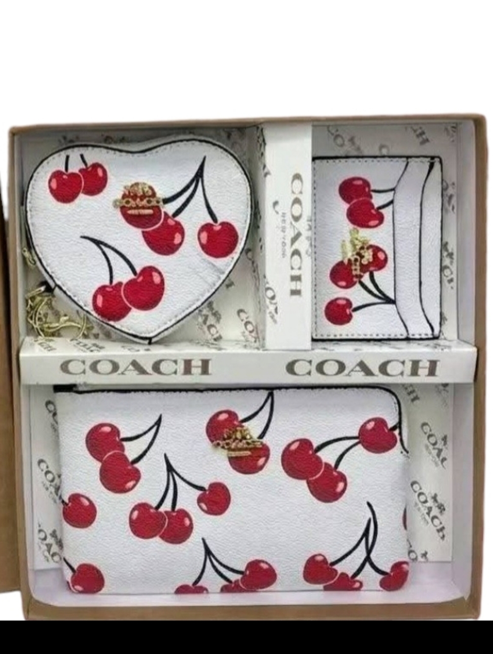 Women’s COACH Boxed Essential Cherry Print Leather Set